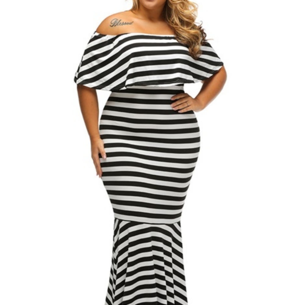 Black & White Striped Maxi Dress